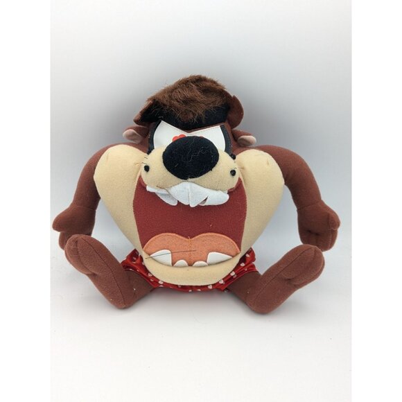 Looney Tunes Ace Taz The Tasmanian Devil Heart Eyes And Boxer Stuffed Animal 8" - Picture 1 of 5